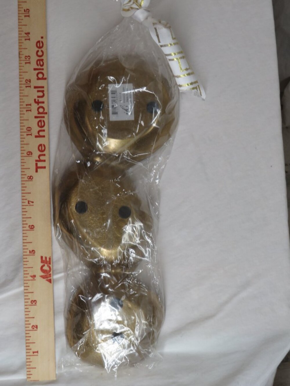 Connected Hammered Brass Bowl Trio | Linked Decorative Dish Set | Boho Modern - Picture 6 of 7